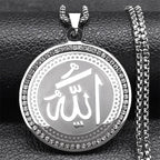 Kaulakoru, jossa on Allahin amulettiriipus, arabialainen islamilainen muslimi hopea