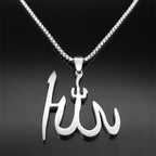 Kaulakoru, jossa on arabialainen Allah-riipus, islam, muslimi, hopea, 50 cm