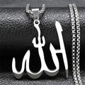Kaulakoru, jossa on arabialainen Allah-riipus, islam, muslimi, hopea, 50 cm
