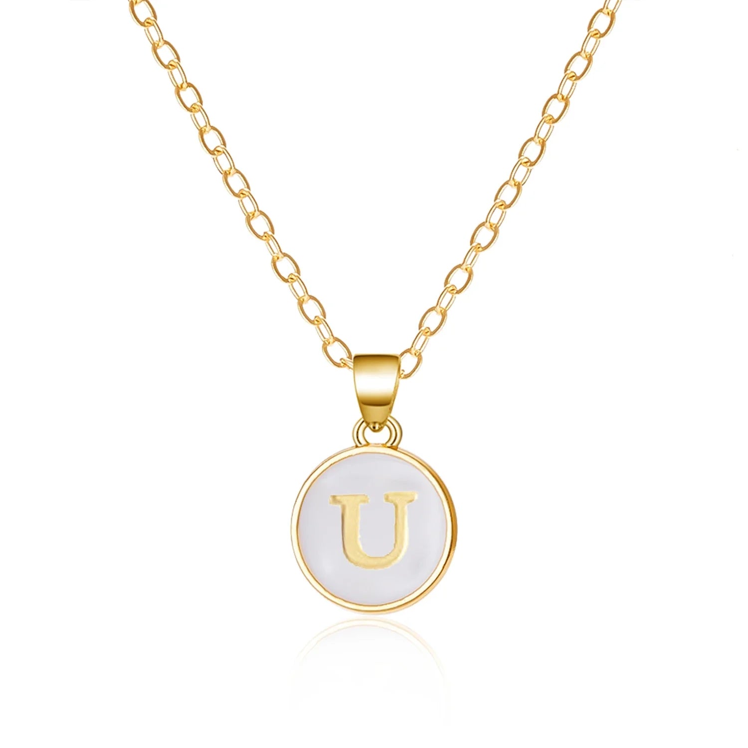 Kaulakoru valkoisella u-kirjaimen riipuksella