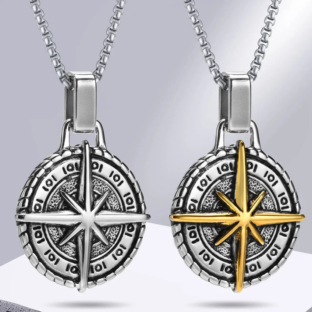 Kaulakoru kompassiriipuksella miehille kulta