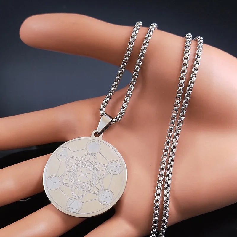 Kaulakoru Metatronin kuutio-riipuksella miehille tai naisille 