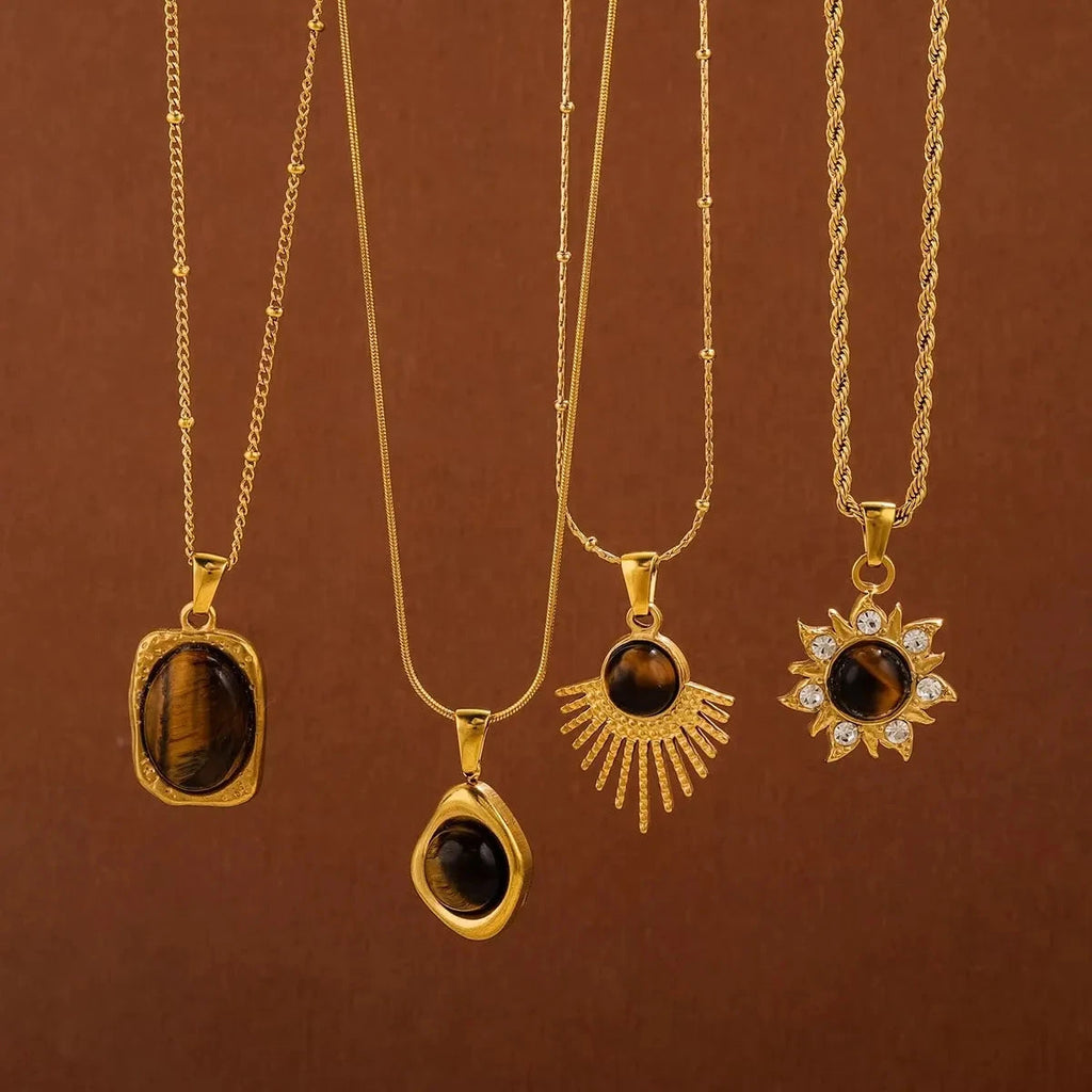 Kaulakoru Tiikerinsilmä-suojariipuksella naisille D