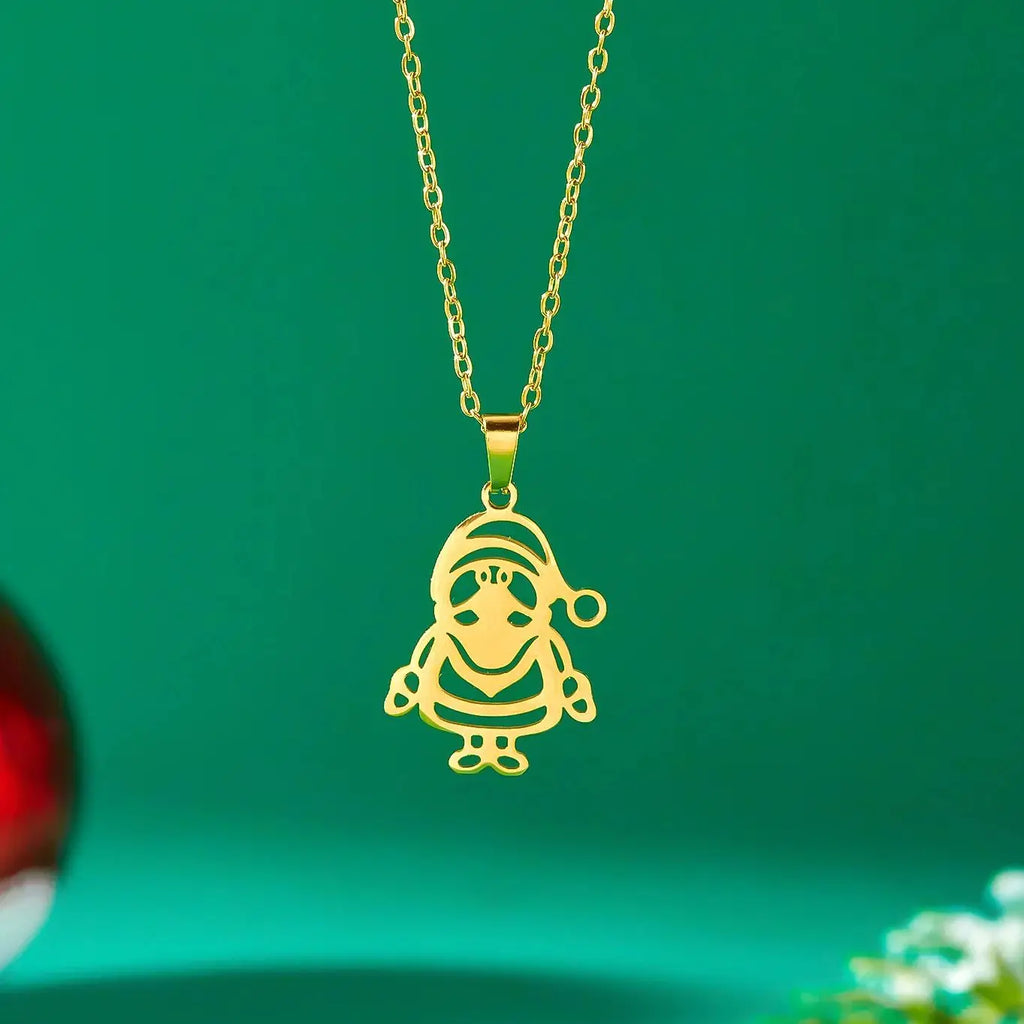 Kaulakoru talvinen joulupukki-riipuksella kulta