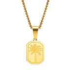 Kaulakoru suorakaiteen muotoisella palmu-riipuksella kullattu