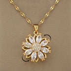 Kaulakoru pyörivällä kukka-anti-stress-riipuksella naisille