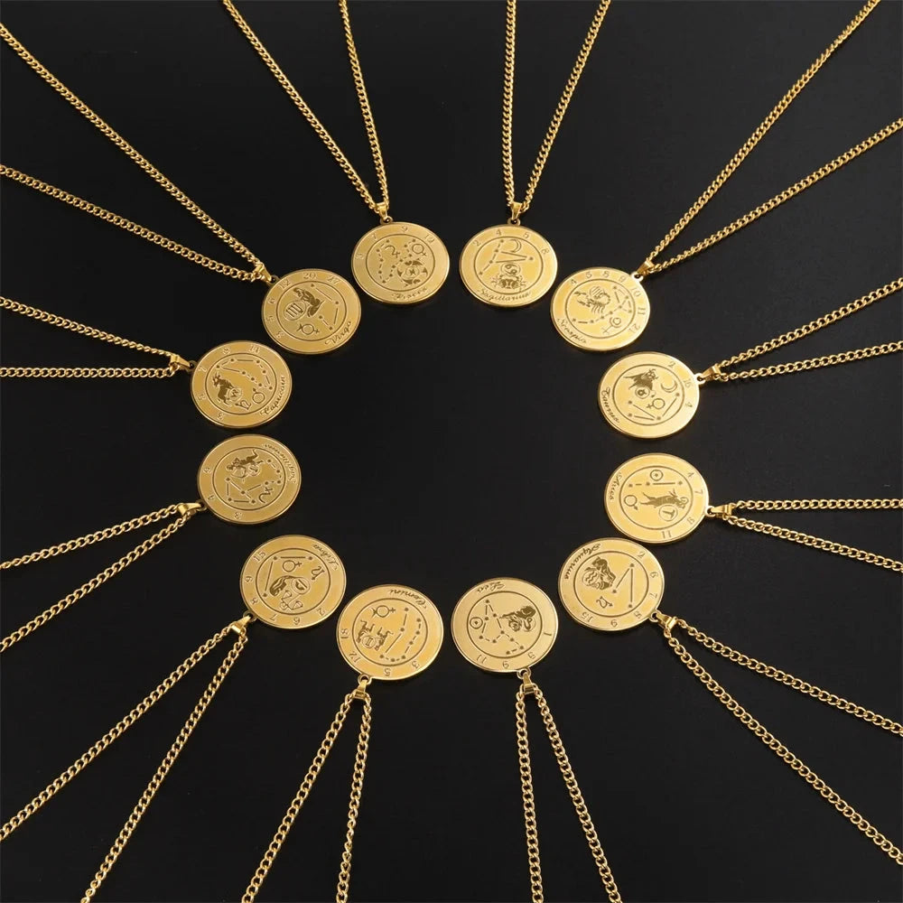 Kaulakoru astrologisen horoskooppimerkin riipuksella miehille tai naisille