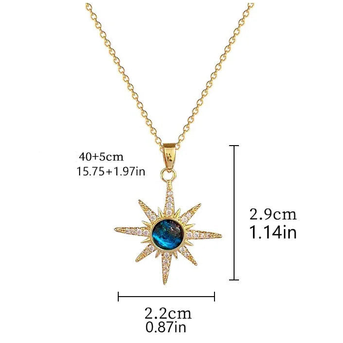 Collier avec pendentif soleil et cristal&nbsp;
