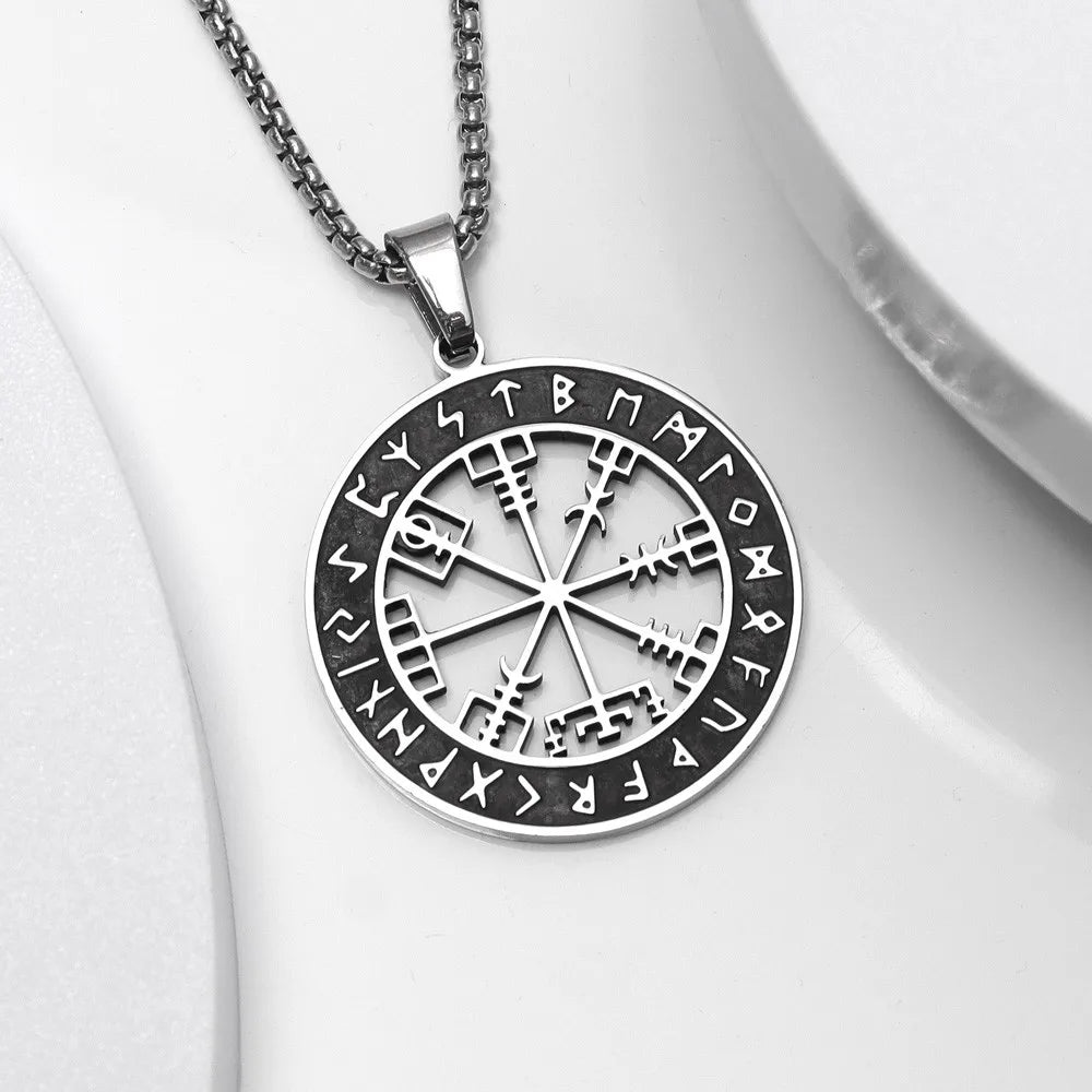 Vegvisir-kompassi kaulakoru viikinki-riipuksella