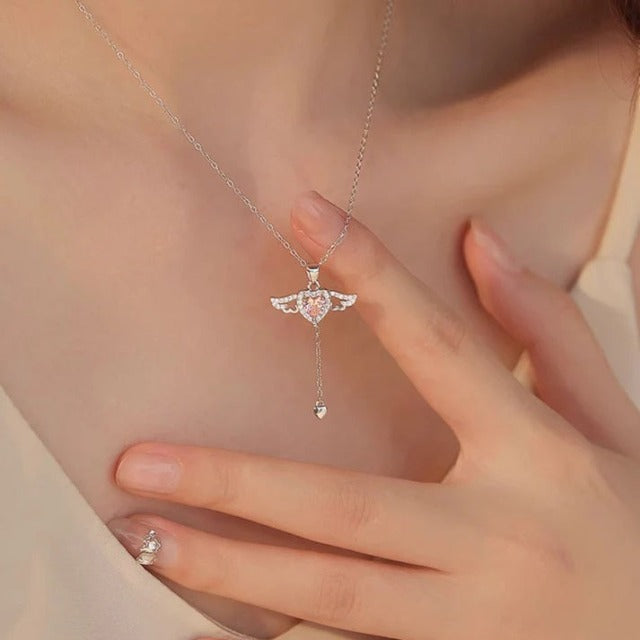 Kaulakoru Sydän Enkelinsiivet vaaleanpunainen