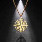 Kompassi-riipus kaulakoru tuulenruusu kulta