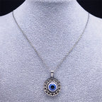 Kaulakoru ja korvakorut sinisellä turkkilaisella paha silmä -riipuksella