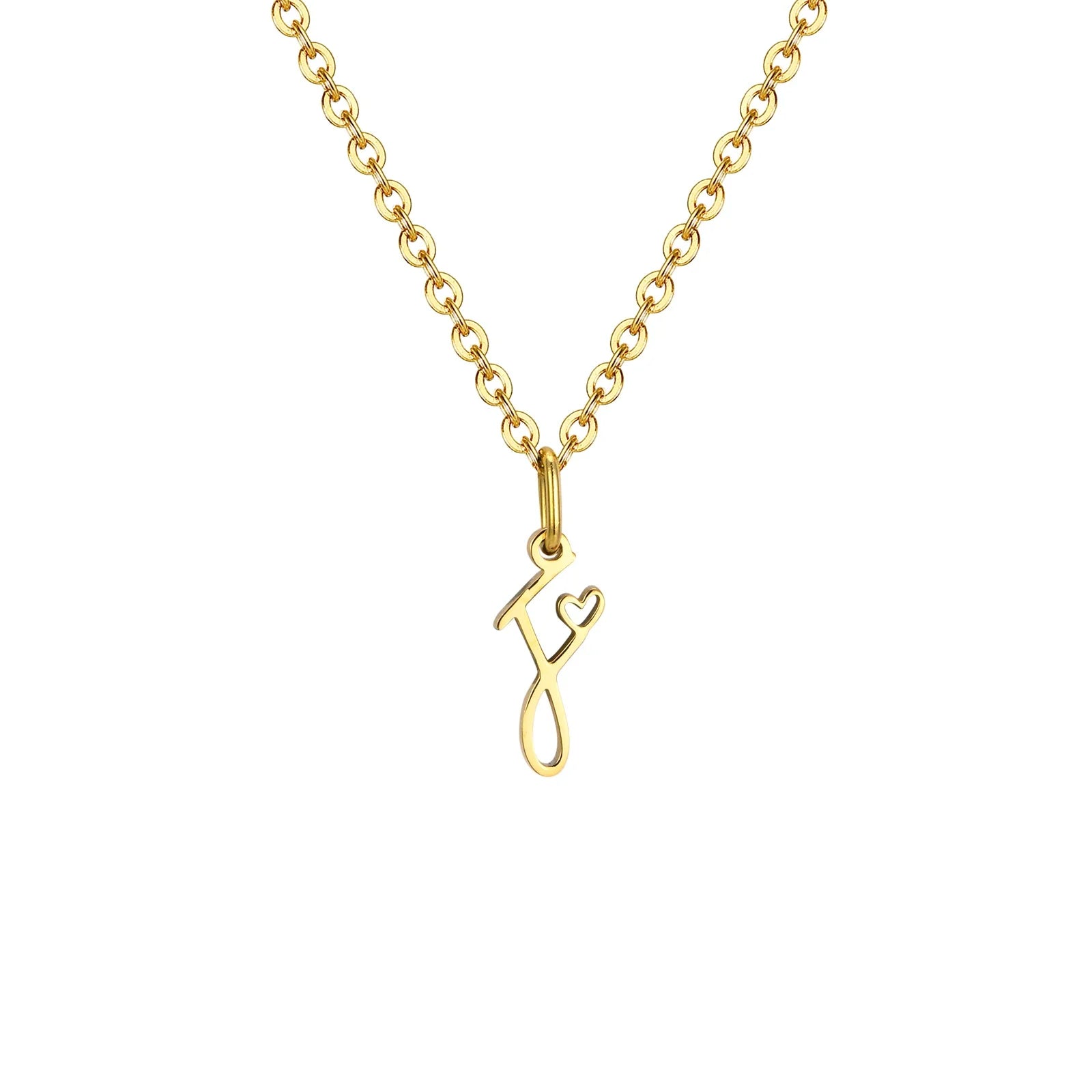 Naisten kaulakoru, jossa on alkukirjainriipus ja sydän f