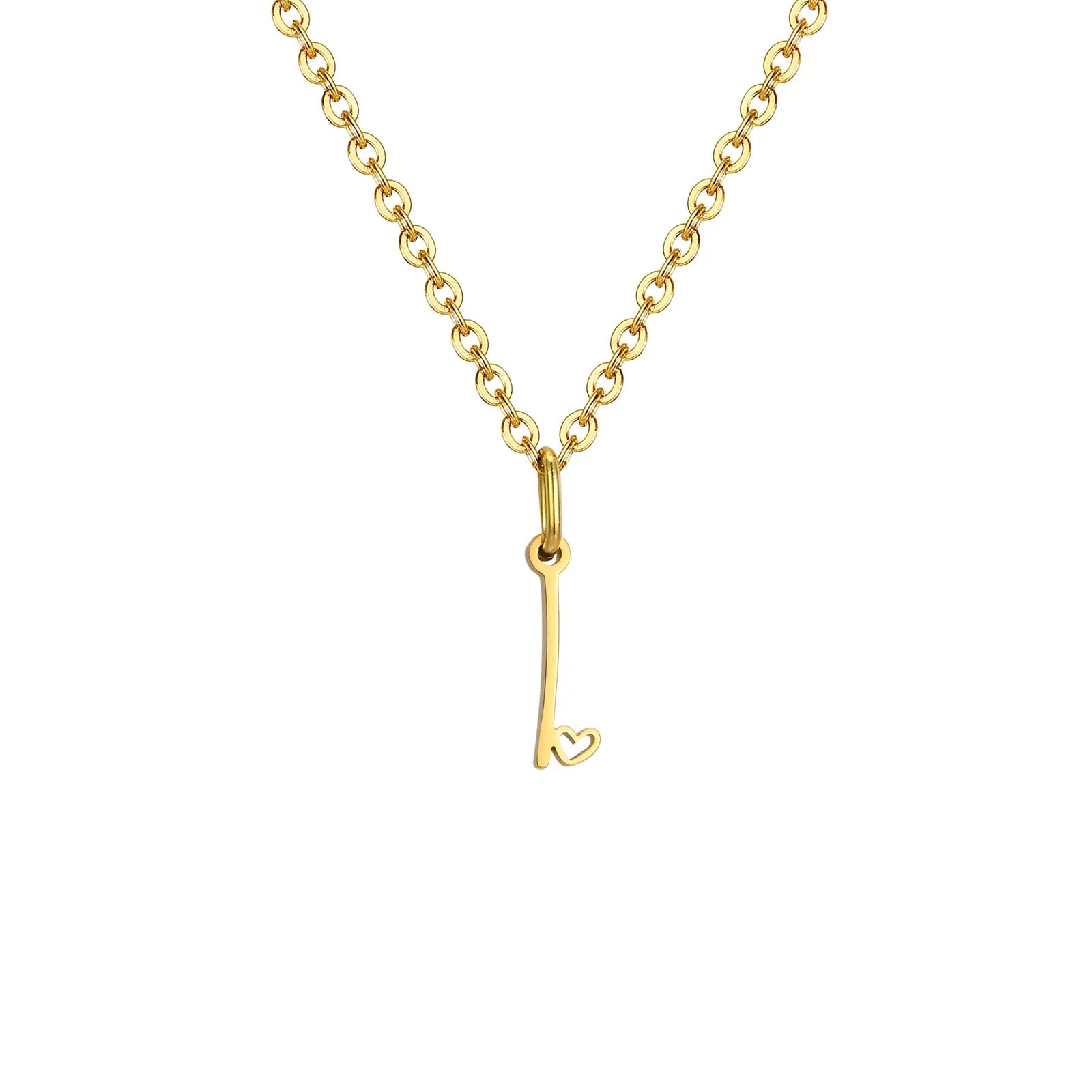 Naisten kaulakoru, jossa on alkukirjainriipus ja sydän i