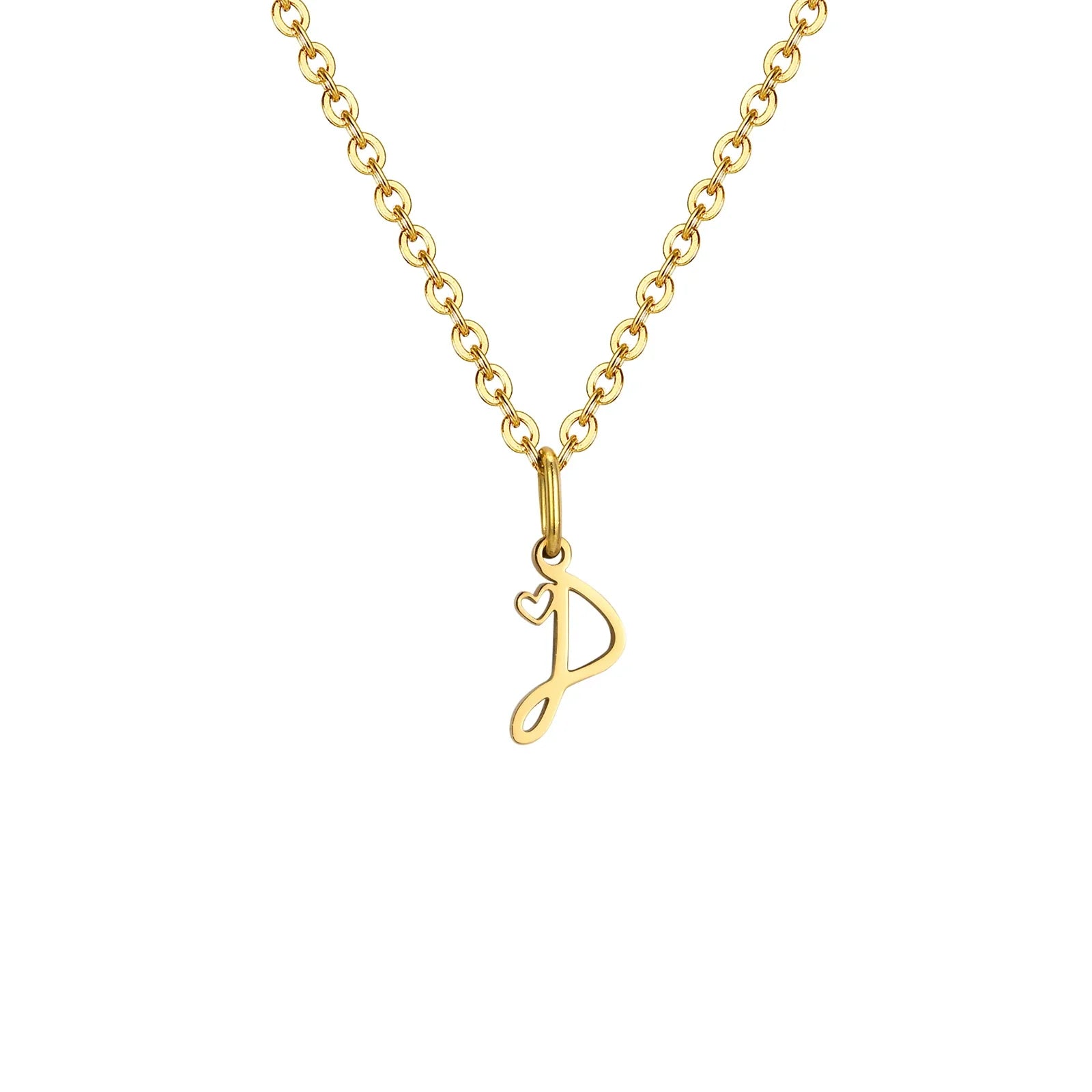Naisten kaulakoru, jossa on alkukirjainriipus ja sydän d