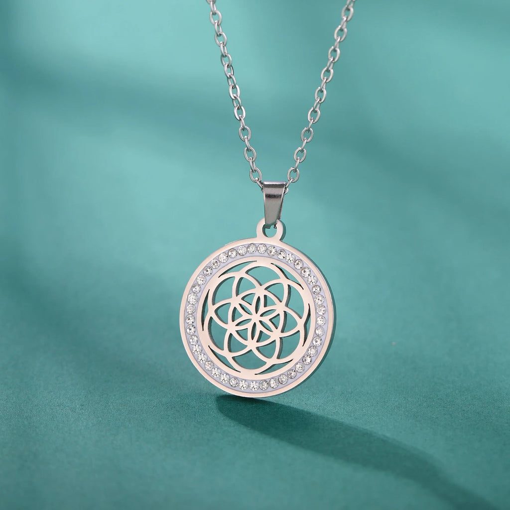 Elämän siemen kaulakoru naisten elämän kukka hopea
