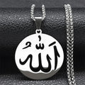Pitkä kaulakoru, jossa on Allah-riipus islamilainen muslimi miehille tai naisille hopea