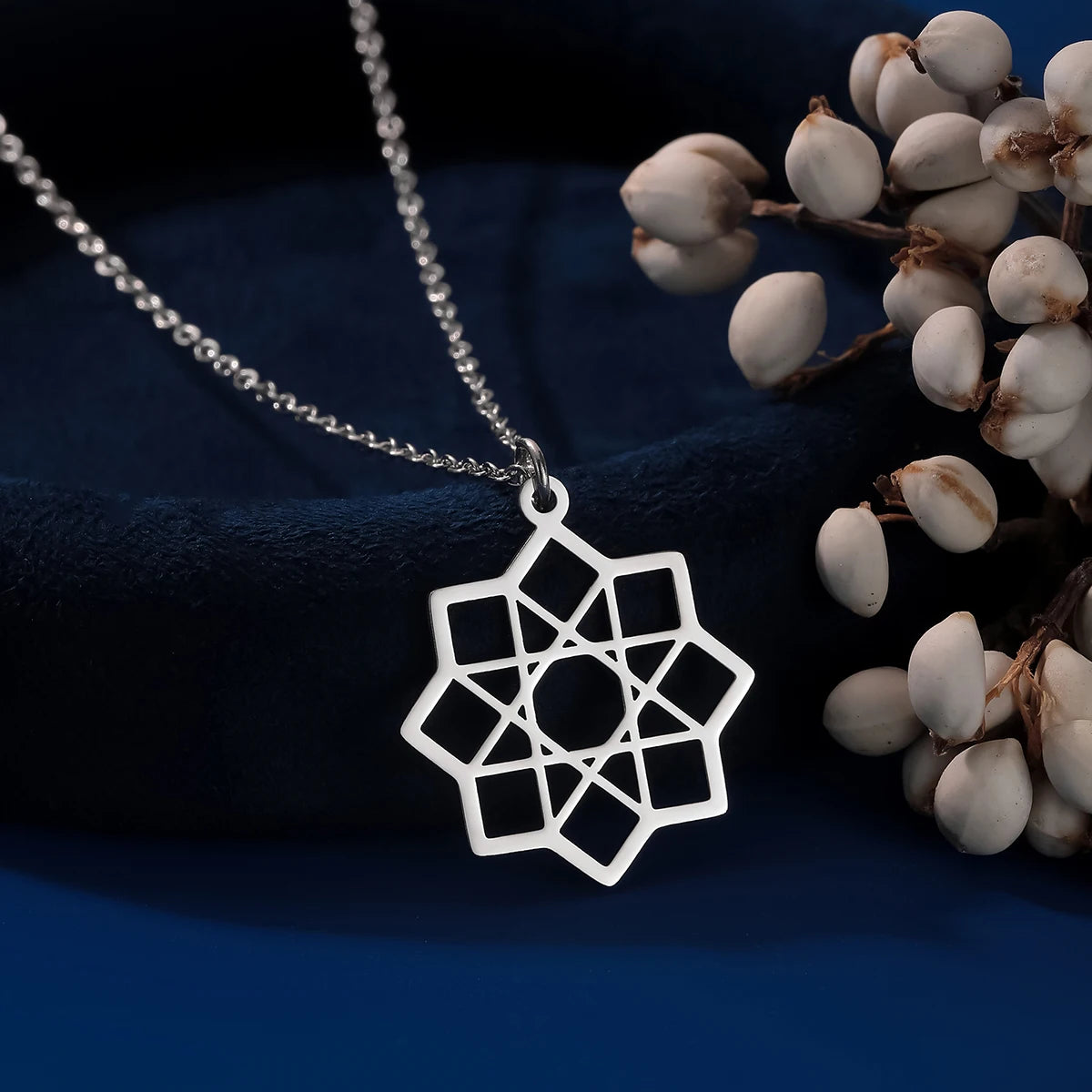 Kaulakoru Oktaagrammi Riipus Mandala Pyhä Geometria hopea