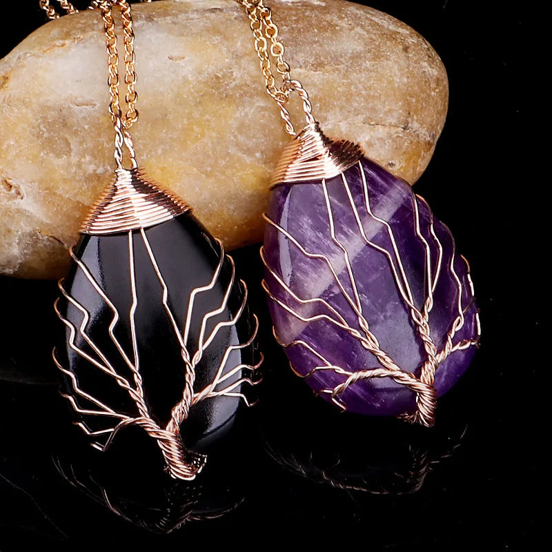 Kaulakoru Riipus Pallo Luonnonkivi Elämänpuu