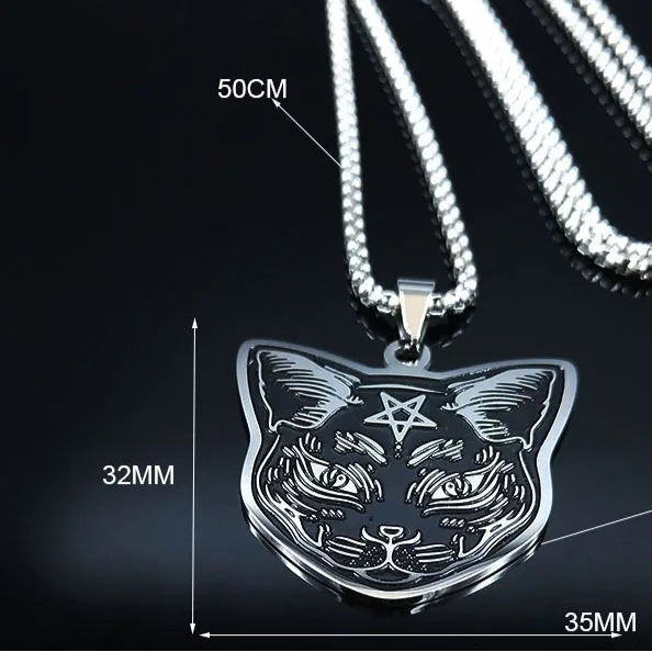 Kaulakoru Musta Kissanriipus Pentagrammi Noituus Wicca