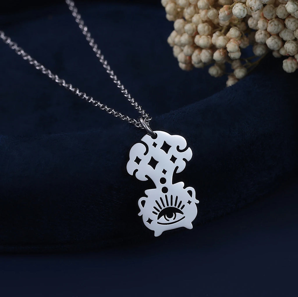 Kaulakoru Wiccan noituuskattila hopeoitu