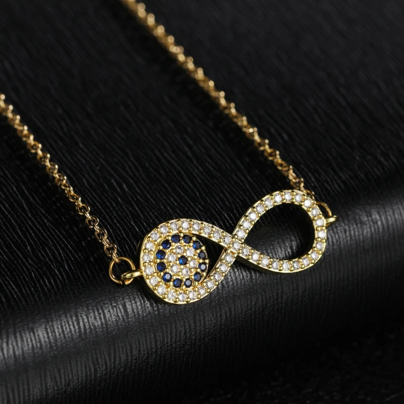 Zirkonikoristeinen kaulakoru, äärettömyyden symboli