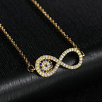 Zirkonikoristeinen kaulakoru, äärettömyyden symboli