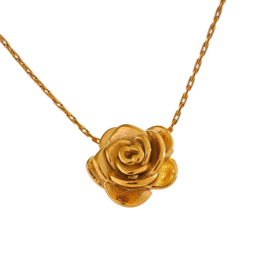 Kaulakoru iso kultainen ruusukukka