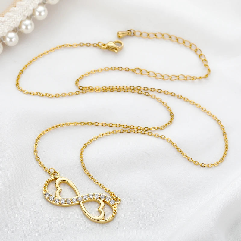 Kaulakoru Riipus Infinity Sydän ja Zirkoni kulta