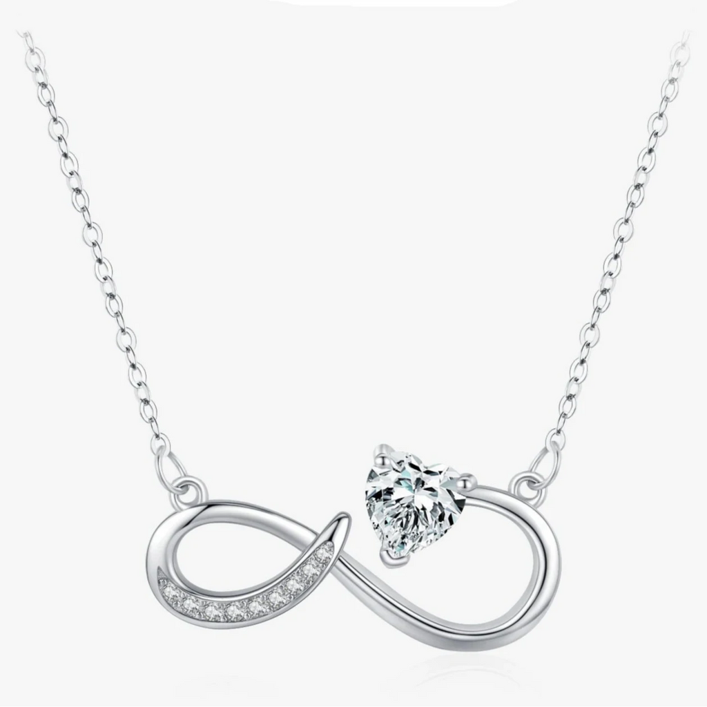 Riipuskaulakoru, jossa on äärettömyysmerkki ja zirkonilla koristeltu leijona