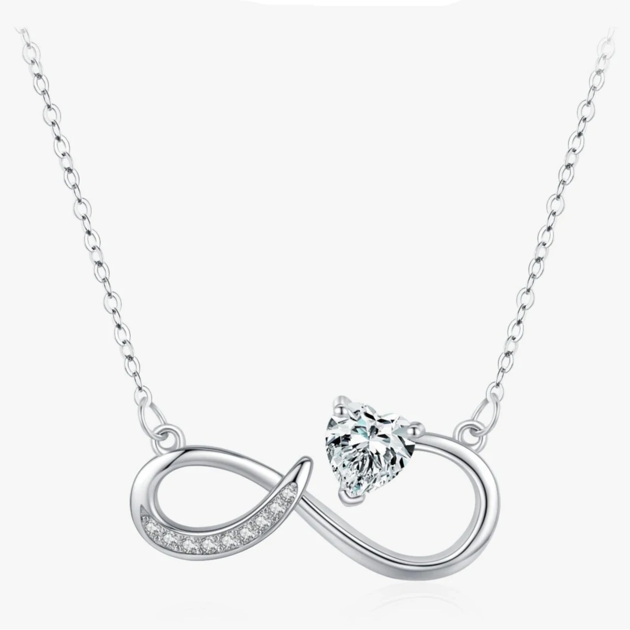 Riipuskaulakoru, jossa on äärettömyysmerkki ja zirkonilla koristeltu leijona