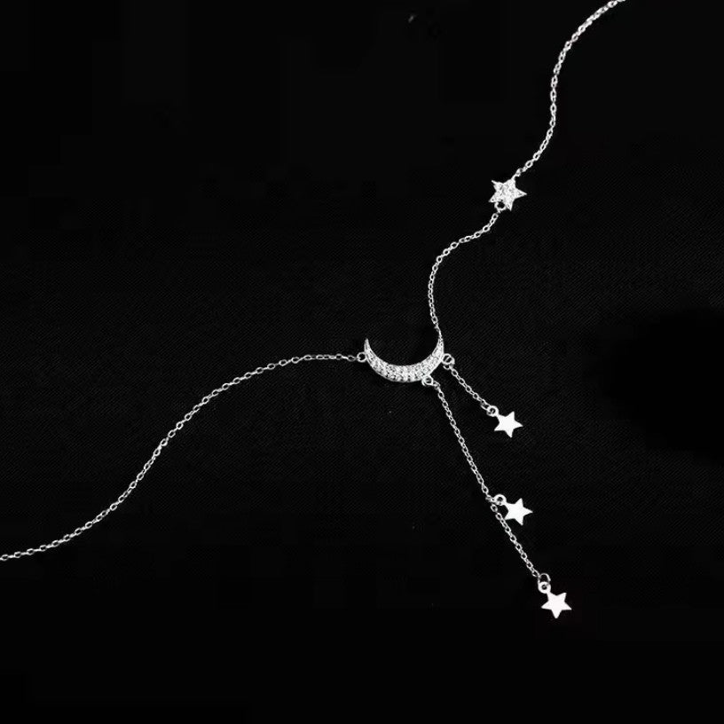 Kuu Tähti Taivaankappaleet Nainen Riipus Kaulakoru 