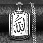 Kaulakoru miehille tai naisille, jossa kuusikulmainen Allah-riipus arabialaisesta muslimi-islamista, hopea, 50 cm