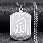 Kaulakoru miehille tai naisille, jossa kuusikulmainen Allah-riipus arabialaisesta muslimi-islamista, hopea, 60 cm