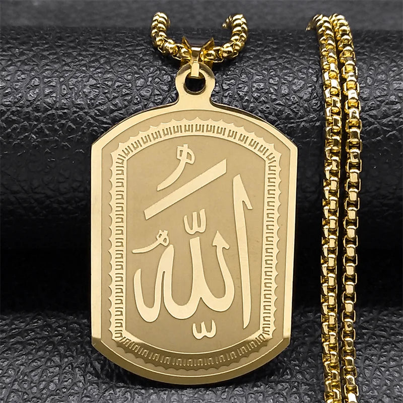 Kaulakoru miehille tai naisille, jossa kuusikulmainen Allah-riipus arabialaisesta muslimi-islamista, kulta, 60 cm