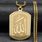 Kaulakoru miehille tai naisille, jossa kuusikulmainen Allah-riipus arabialaisesta muslimi-islamista, kulta, 60 cm