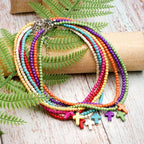 Kaulakoru kaulaan risti luonnonkiviriipuksella naisille vihreä