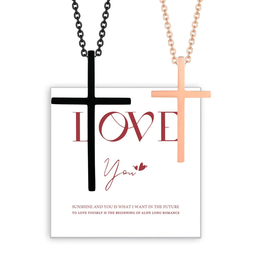 Rakkauskaulakorut Musta ja Ruusukultainen Ristiriipus
