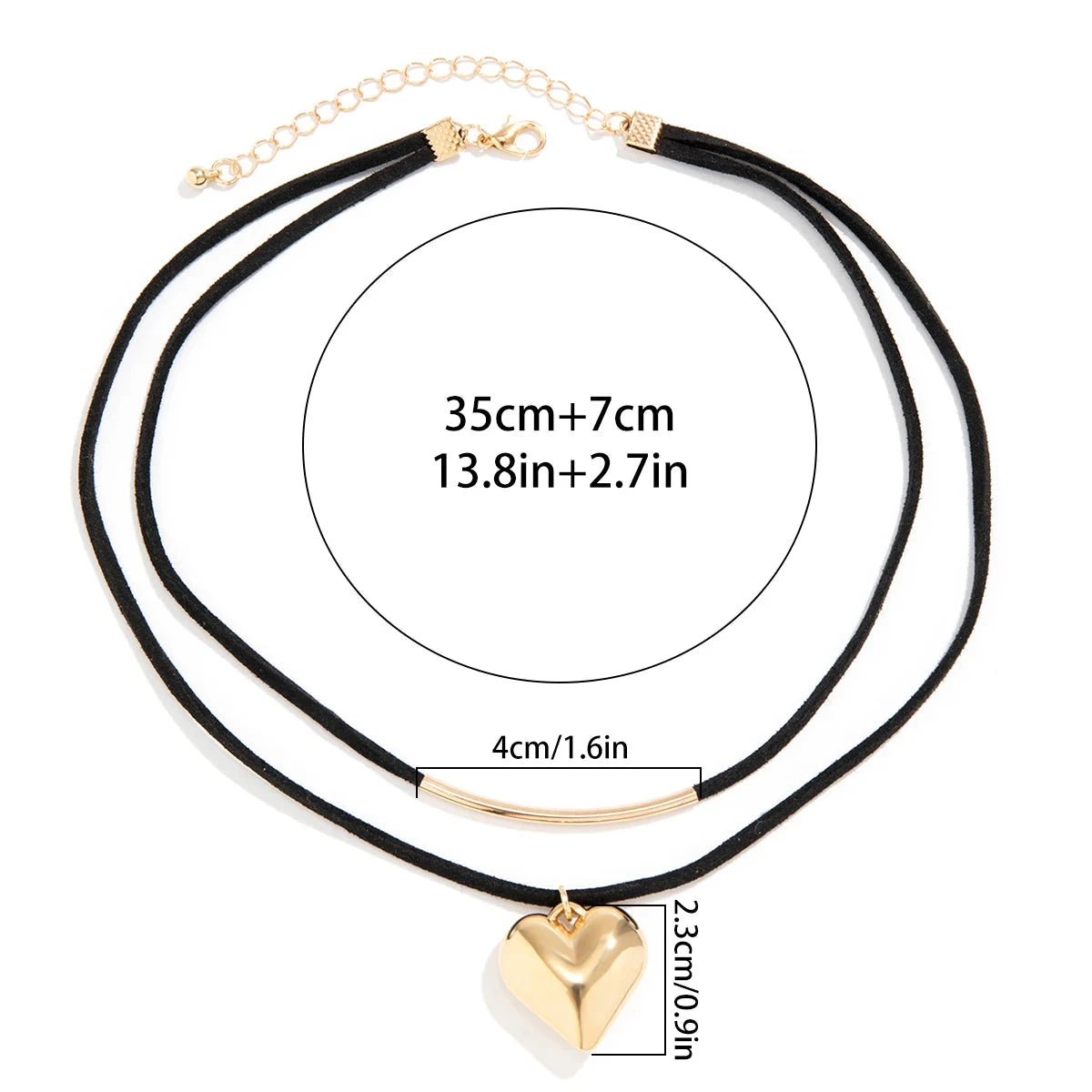 Kaksinkertainen kaulakoru sydän-riipuksella