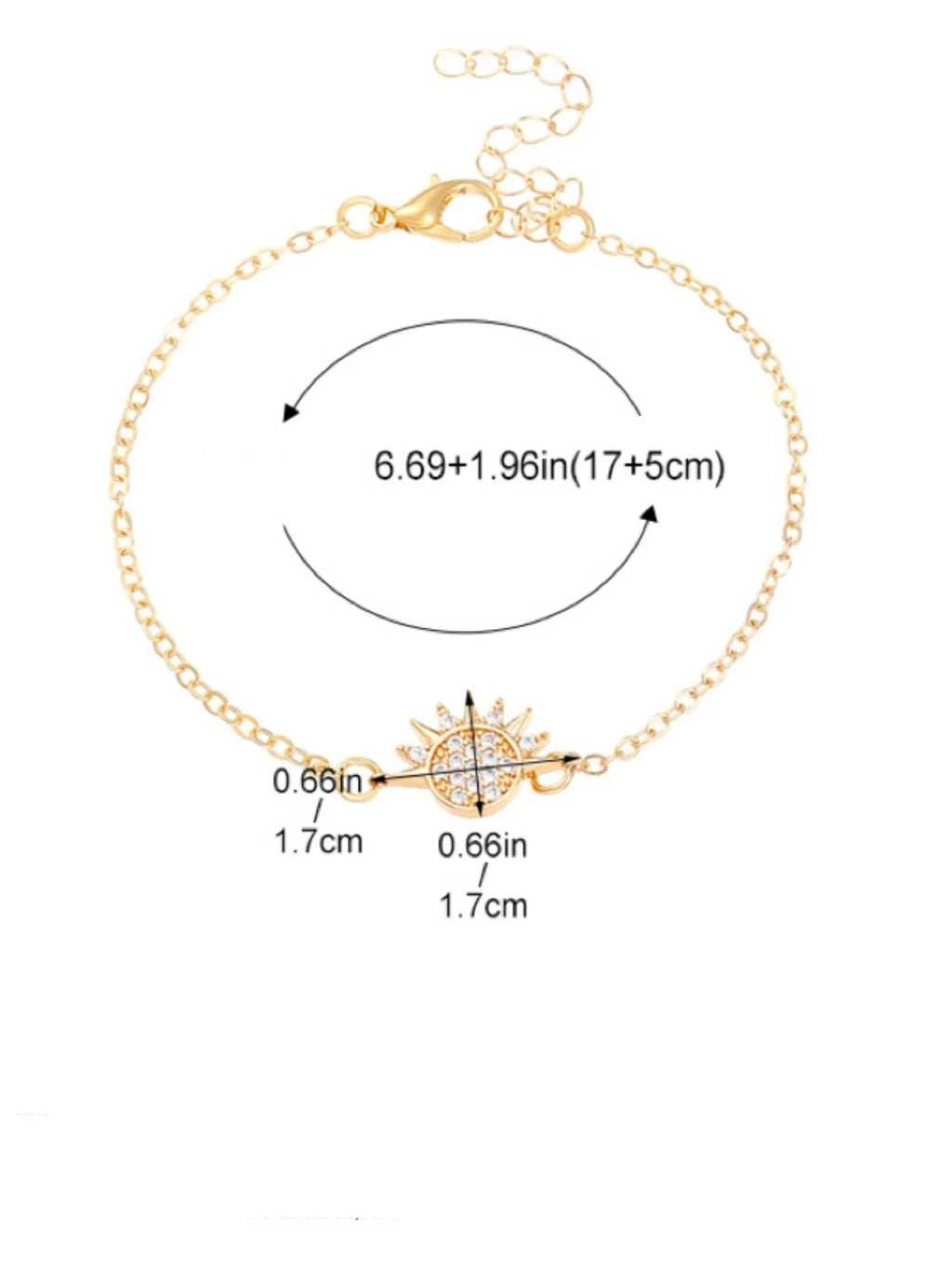 2 kappaleen setti kuu- tai aurinkorannekoruja pariskunnille, joissa on zirkonia