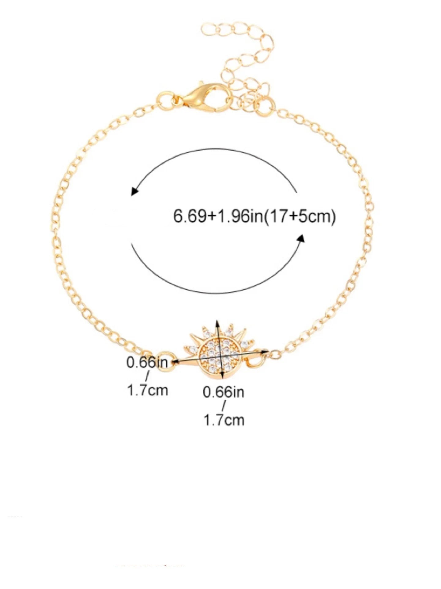 2 kappaleen setti kuu- tai aurinkorannekoruja pariskunnille, joissa on zirkonia