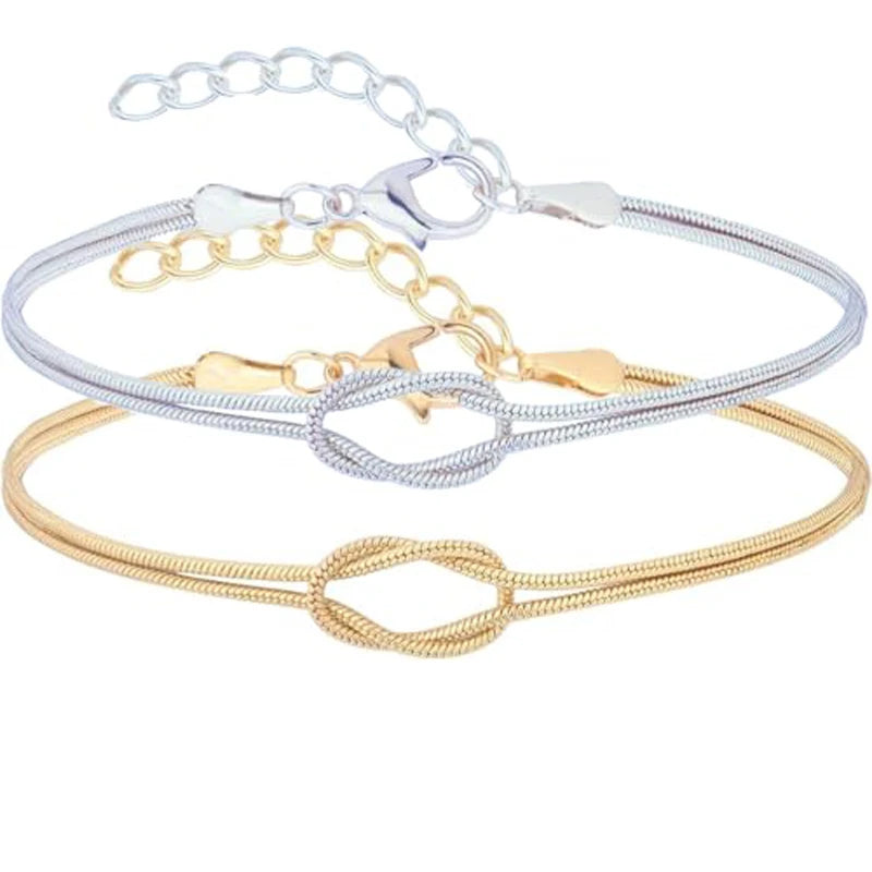 2 kappaleen setti romanttisia solmirannekoruja ystäväpariskunnille tai duoille