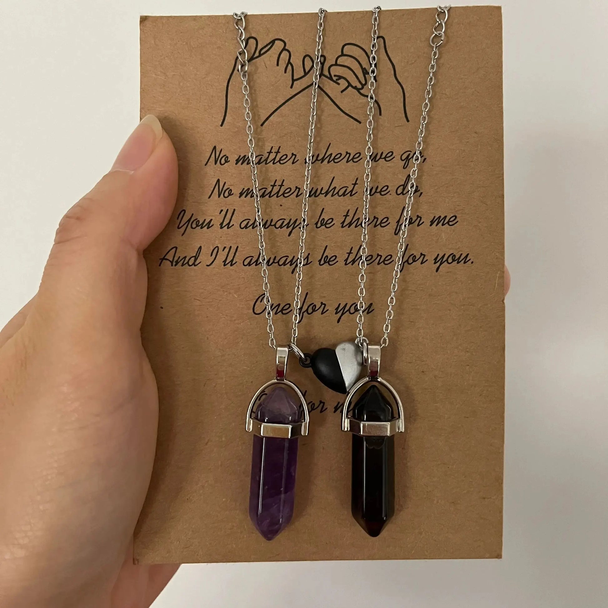 2 kpl kaulakoruja kiviriipuksella pariskunnille violetti ja ruskea