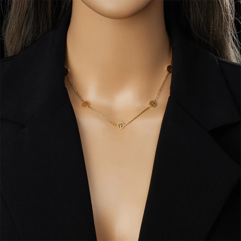 Elämänpuu-korusetti, kaulakoru, rannekoru ja korvakorut