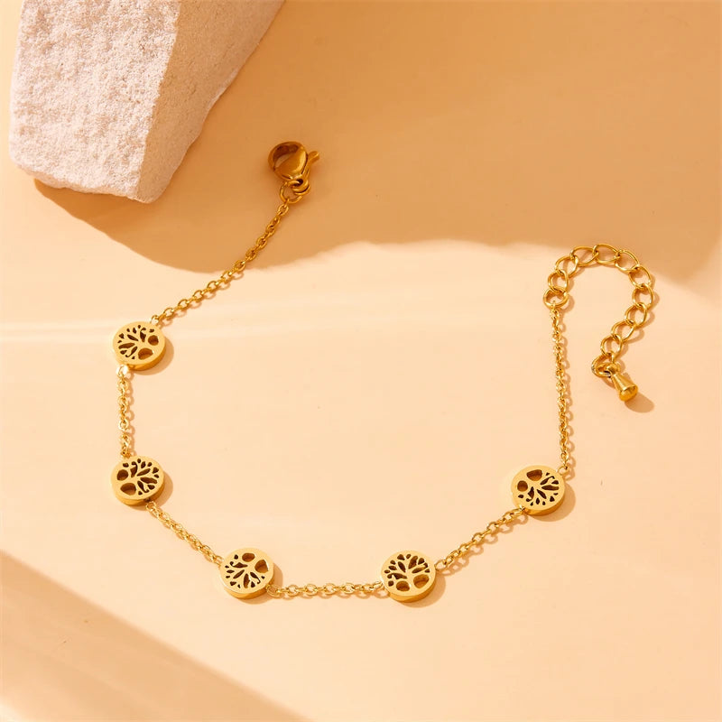 Elämänpuu-korusetti, kaulakoru, rannekoru ja korvakorut