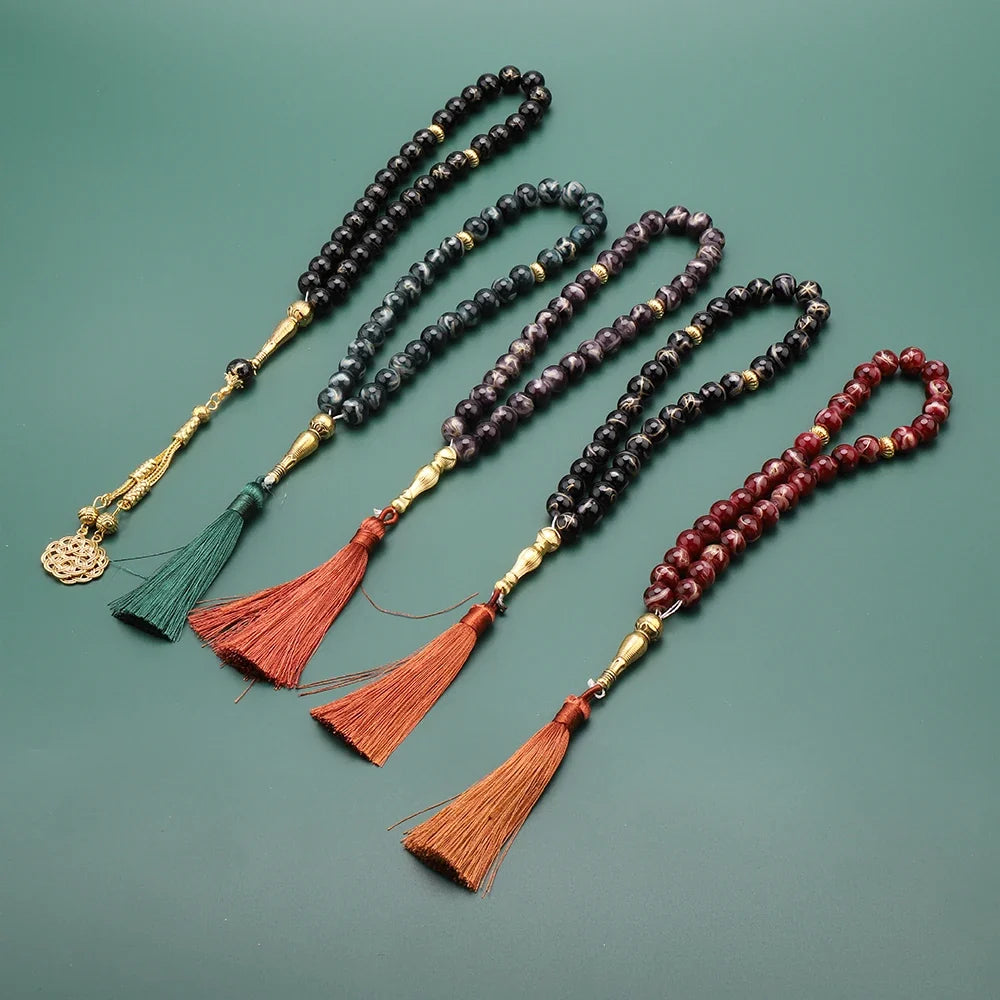 Tasbih Long 33 mustaa helmeä - muslimirukousnauha