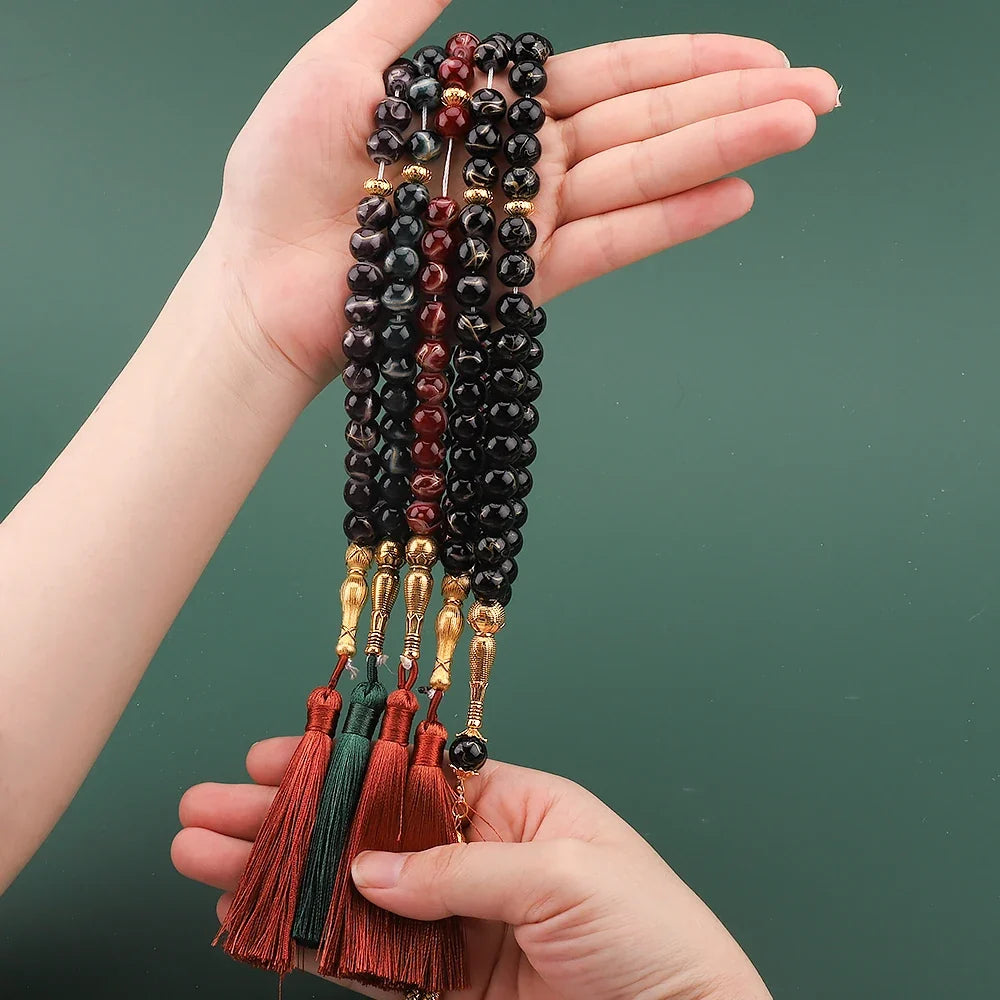 Tasbih Long 33 mustaa helmeä - muslimirukousnauha