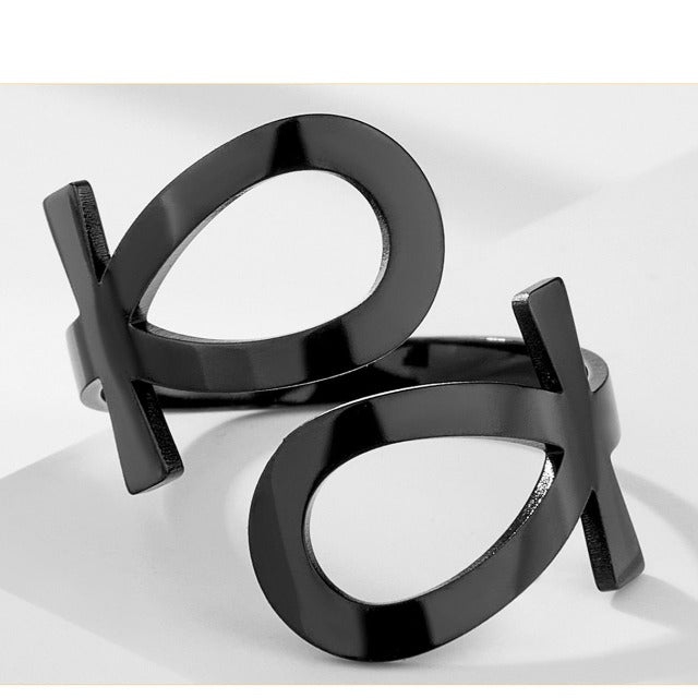 Egyptiläinen Ankh-risti sormus, ratsastajasormus, antiikin Egyptin sormus musta