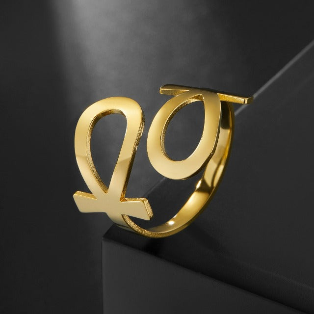 Egyptiläinen Ankh-risti sormus, ratsastajasormus, antiikin Egyptin sormus kulta