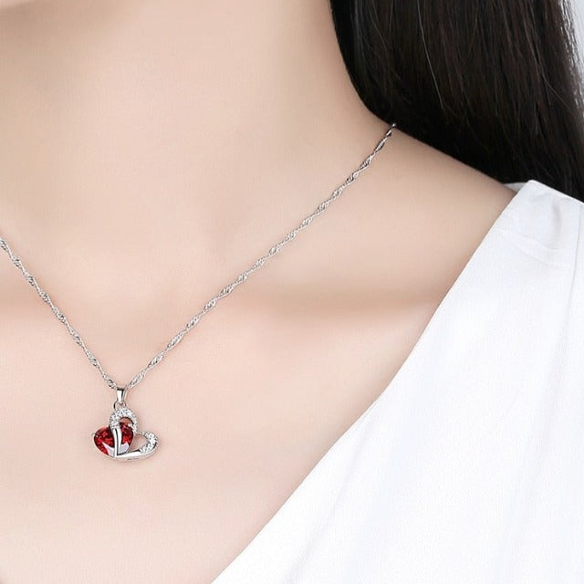 Korusetti Sydän Kaulakoru ja Korvakorut punainen